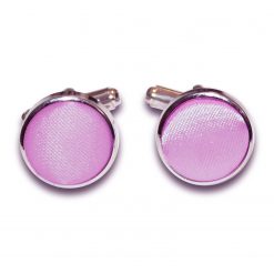 Lilac Satin Inlay Silver Plated Cufflinks