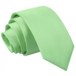 Lime Green Satin Slim Tie