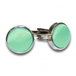 Mint Green Satin Inlay Silver Plated Cufflinks