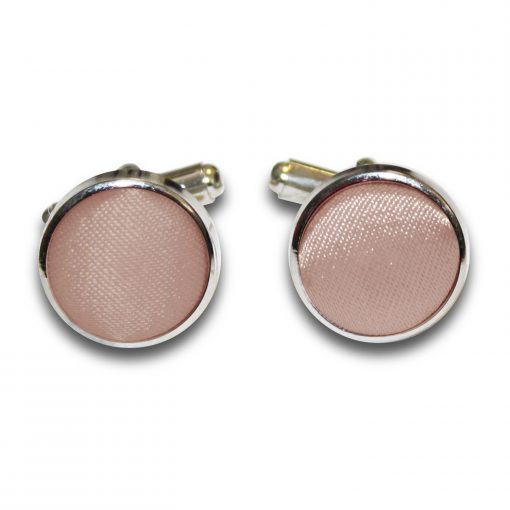 Mocha Brown Satin Inlay Silver Plated Cufflinks