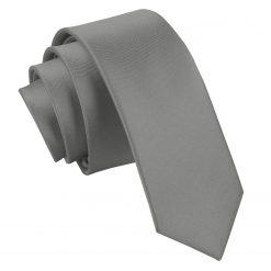 Platinum Satin Skinny Tie