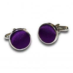 Purple Satin Inlay Silver Plated Cufflinks