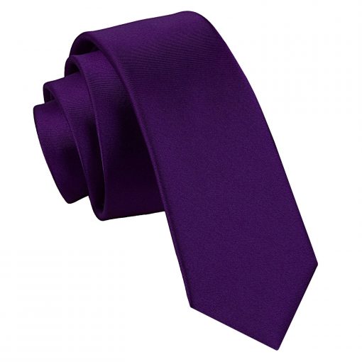 Purple Satin Skinny Tie