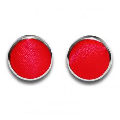 Red Satin Inlay Silver Plated Cufflinks