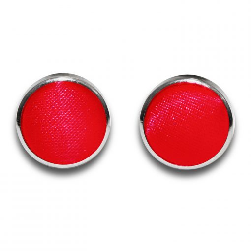 Red Satin Inlay Silver Plated Cufflinks