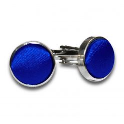 Royal Blue Satin Inlay Silver Plated Cufflinks