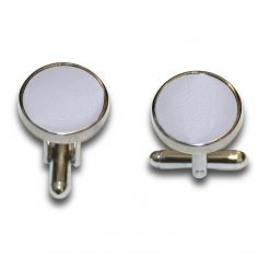 Silver Satin Inlay Silver Plated Cufflinks