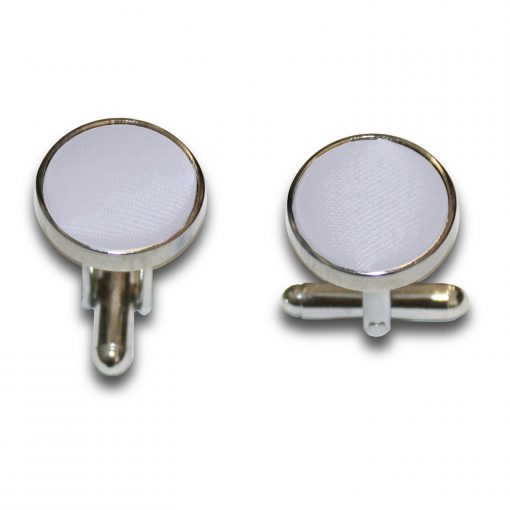 Silver Satin Inlay Silver Plated Cufflinks