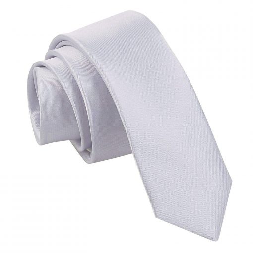 Silver Satin Skinny Tie