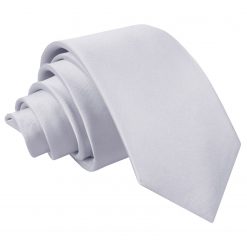 Silver Satin Slim Tie