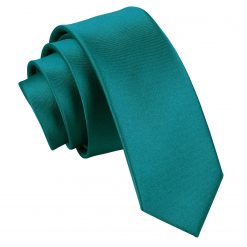 Teal Satin Skinny Tie