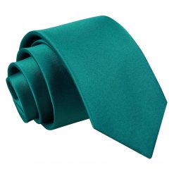 Teal Satin Slim Tie