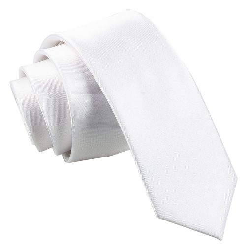 White Satin Skinny Tie