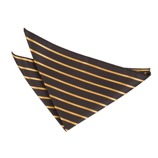 Black & Gold Single Stripe Pocket Square