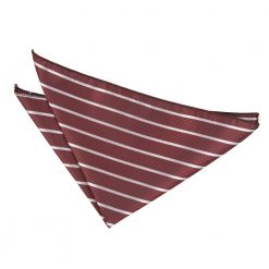 Burgundy & Silver Single Stripe Pocket Square