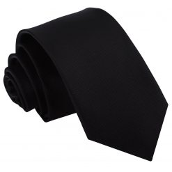 Black Solid Check Slim Tie