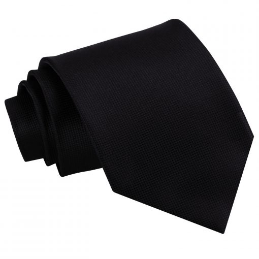 Black Solid Check Classic Tie