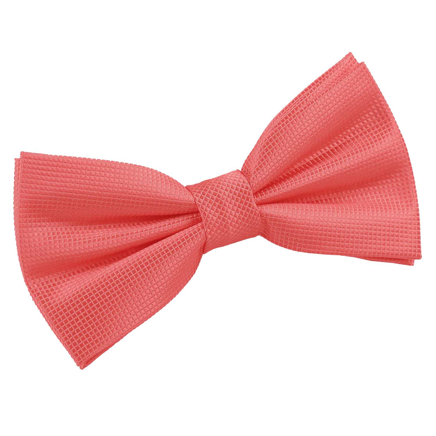 Coral Solid Check Pre-Tied Bow Tie Coral Solid Check Pre-Tied Bow Tie