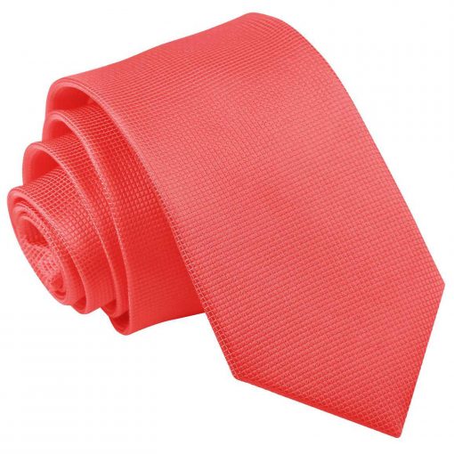 Coral Solid Check Slim Tie