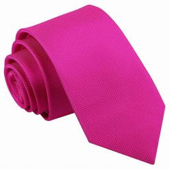 Fuchsia Pink Solid Check Slim Tie