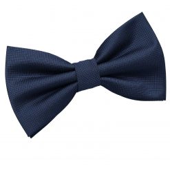 Navy Blue Solid Check Pre-Tied Thistle Bow Tie