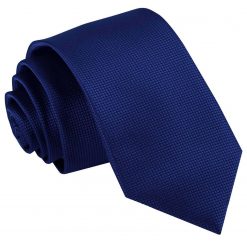 Royal Blue Solid Check Clip On Slim Tie