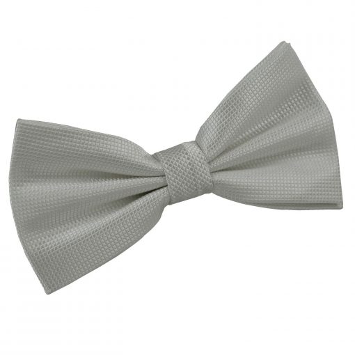 Silver Solid Check Pre-Tied Bow Tie