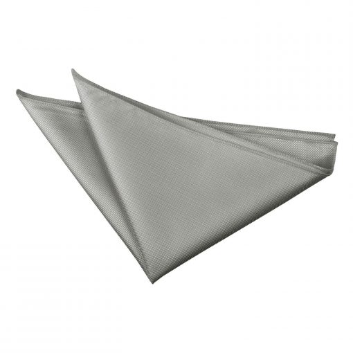 Silver Solid Check Pocket Square