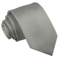 Silver Solid Check Clip On Slim Tie
