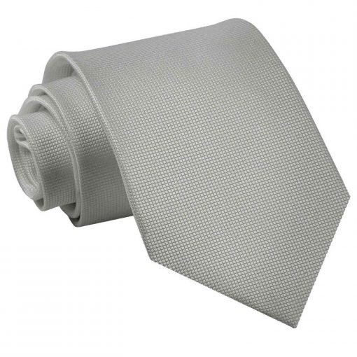 Silver Solid Check Classic Tie