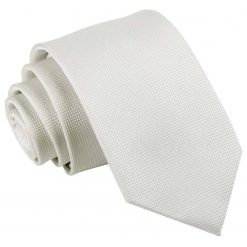 White Solid Check Clip On Slim Tie