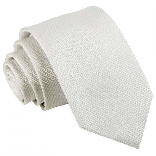 White Solid Check Slim Tie