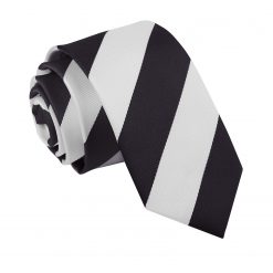 Black & White Striped Slim Tie