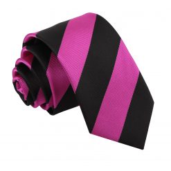 Hot Pink & Black Striped Slim Tie