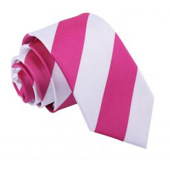 Hot Pink & White Striped Slim Tie