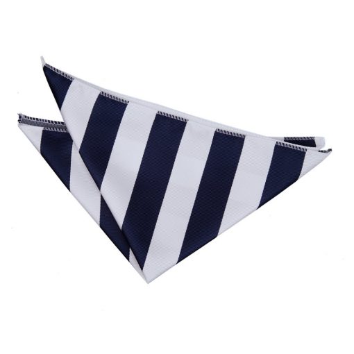 Navy & White Striped Pocket Square