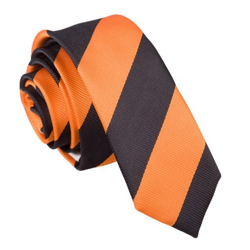 Orange & Black Striped Skinny Tie