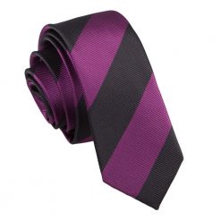 Purple & Black Striped Skinny Tie