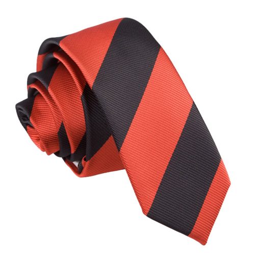 Red & Black Striped Skinny Tie