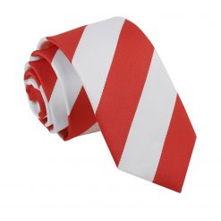 Red & White Striped Slim Tie