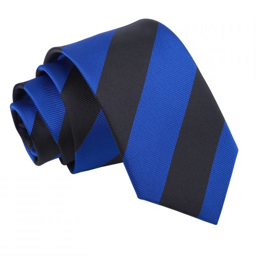 Royal Blue & Black Striped Slim Tie