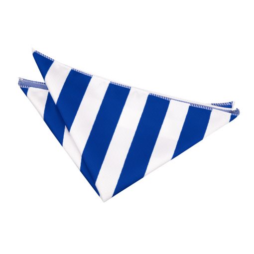 Royal Blue & White Striped Pocket Square