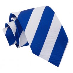 Royal Blue & White Striped Classic Tie