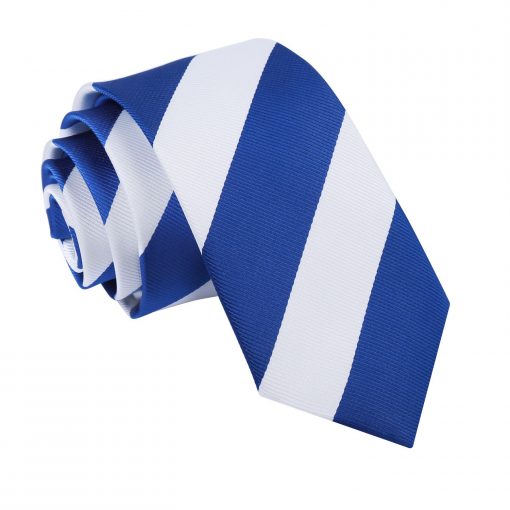 Royal Blue & White Striped Slim Tie