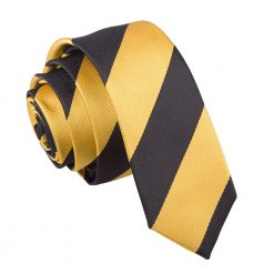 Yellow & Black Striped Skinny Tie