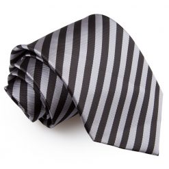 Black & Grey Thin Stripe Pre-Tied Bow Tie