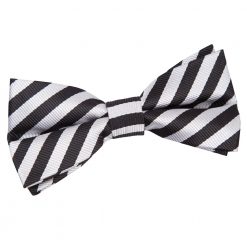 Black & Silver Thin Stripe Pre-Tied Bow Tie