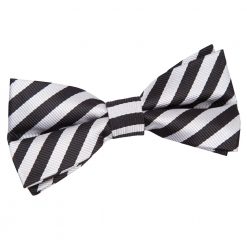 Black & Silver Thin Stripe Pre-Tied Thistle Bow Tie