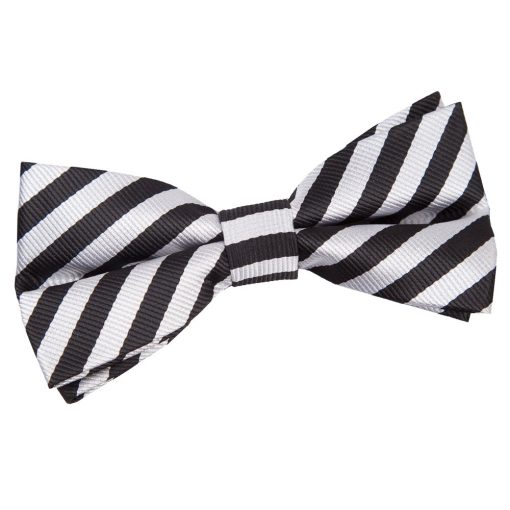 Black & Silver Thin Stripe Pre-Tied Bow Tie