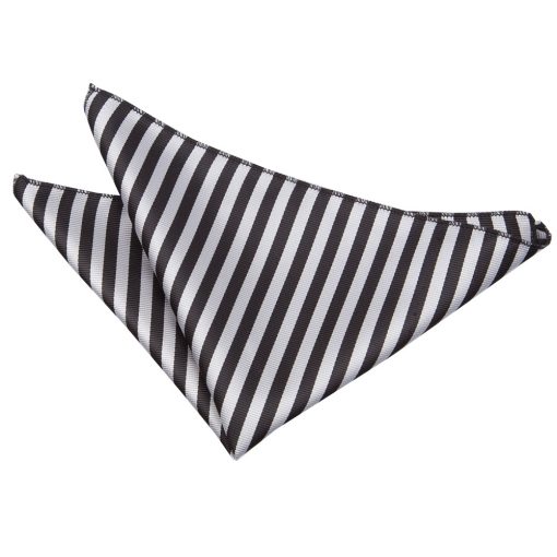 Black & Silver Thin Stripe Pocket Square